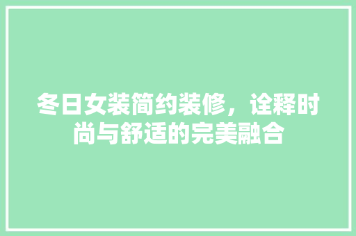 冬日女装简约装修，诠释时尚与舒适的完美融合  第1张