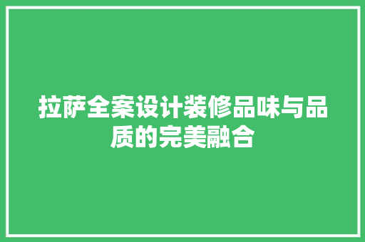 拉萨全案设计装修品味与品质的完美融合