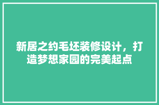 新居之约毛坯装修设计，打造梦想家园的完美起点