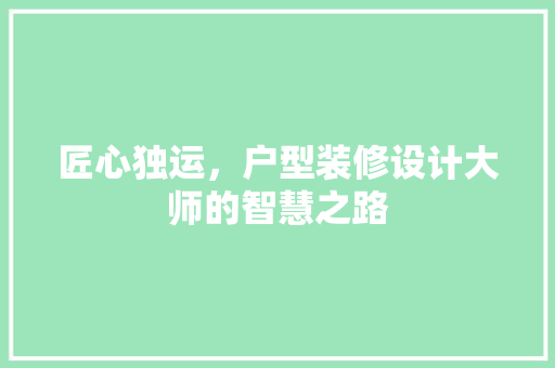 匠心独运，户型装修设计大师的智慧之路