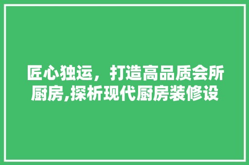 匠心独运，打造高品质会所厨房,探析现代厨房装修设计之路