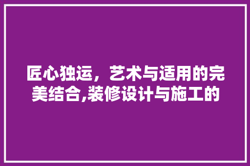 匠心独运，艺术与适用的完美结合,装修设计与施工的探索与思考