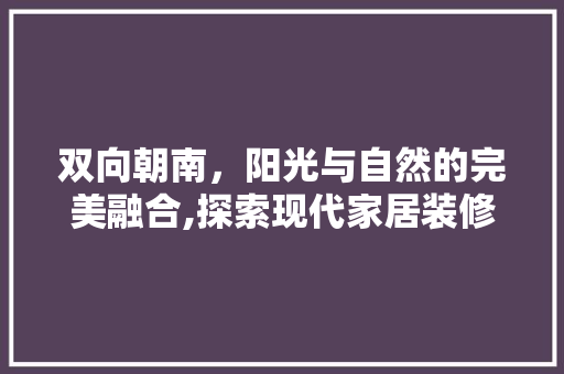 双向朝南，阳光与自然的完美融合,探索现代家居装修设计之路  第1张