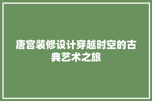 唐宫装修设计穿越时空的古典艺术之旅  第1张
