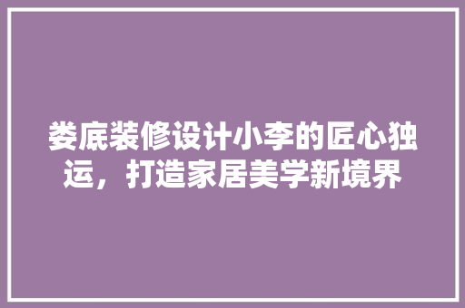 娄底装修设计小李的匠心独运，打造家居美学新境界
