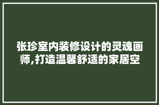 张珍室内装修设计的灵魂画师,打造温馨舒适的家居空间