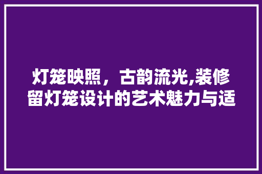 灯笼映照，古韵流光,装修留灯笼设计的艺术魅力与适用价值