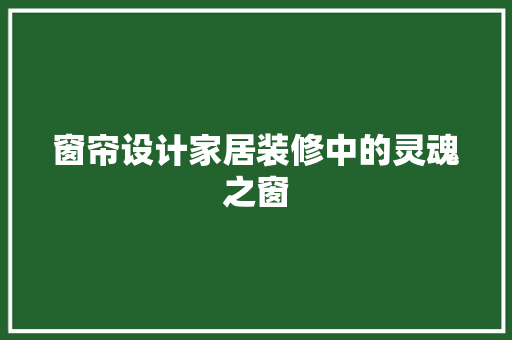 窗帘设计家居装修中的灵魂之窗