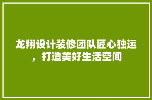 龙翔设计装修团队匠心独运，打造美好生活空间