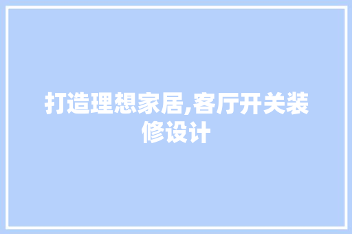 打造理想家居,客厅开关装修设计