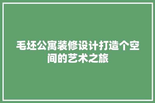 毛坯公寓装修设计打造个空间的艺术之旅