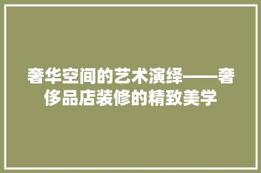 奢华空间的艺术演绎——奢侈品店装修的精致美学