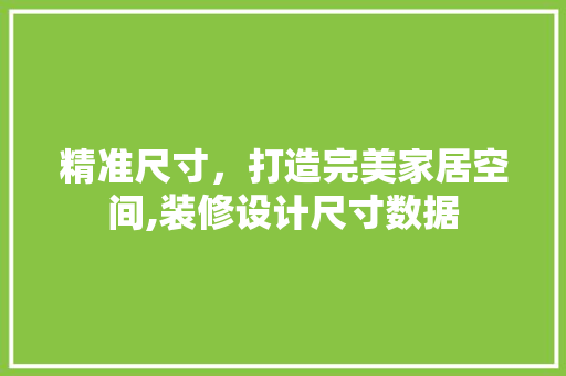 精准尺寸，打造完美家居空间,装修设计尺寸数据