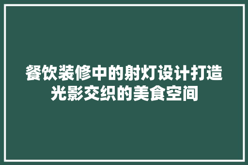 餐饮装修中的射灯设计打造光影交织的美食空间