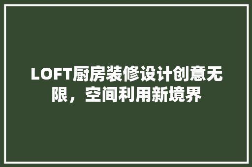 LOFT厨房装修设计创意无限，空间利用新境界