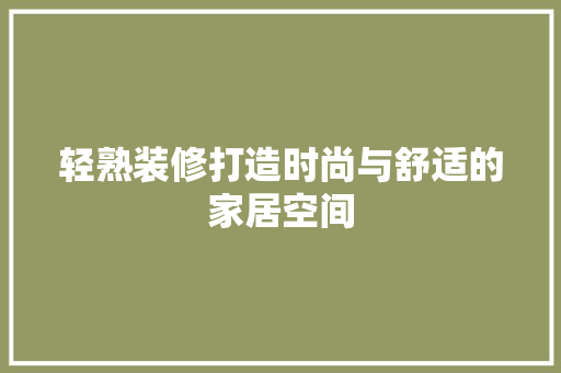 轻熟装修打造时尚与舒适的家居空间