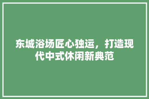 东城浴场匠心独运，打造现代中式休闲新典范  第1张