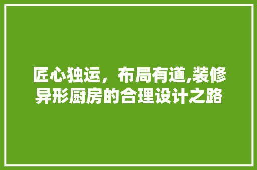 匠心独运，布局有道,装修异形厨房的合理设计之路