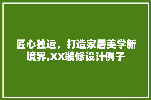 匠心独运，打造家居美学新境界,XX装修设计例子  第1张