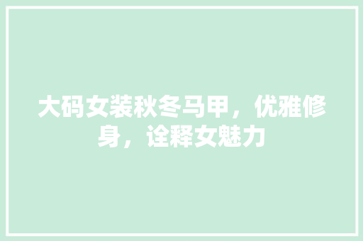 大码女装秋冬马甲，优雅修身，诠释女魅力