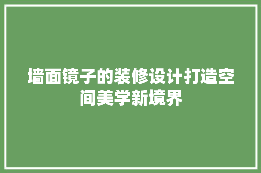 墙面镜子的装修设计打造空间美学新境界