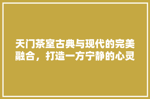 天门茶室古典与现代的完美融合，打造一方宁静的心灵家园