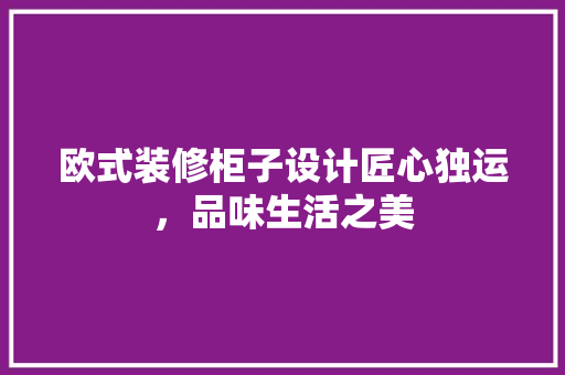 欧式装修柜子设计匠心独运，品味生活之美