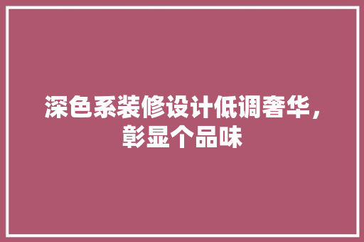 深色系装修设计低调奢华，彰显个品味