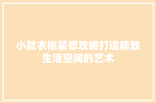 小款衣柜装修攻略打造精致生活空间的艺术