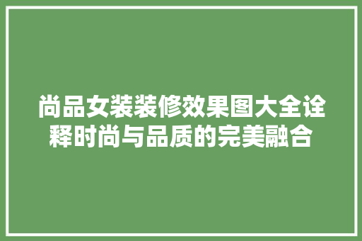 尚品女装装修效果图大全诠释时尚与品质的完美融合