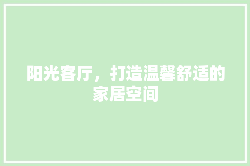阳光客厅，打造温馨舒适的家居空间