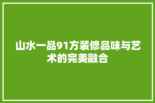 山水一品91方装修品味与艺术的完美融合