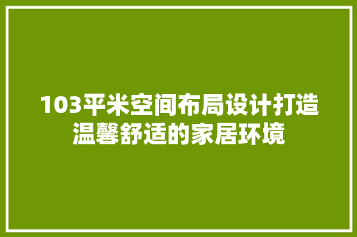 103平米空间布局设计打造温馨舒适的家居环境  第1张