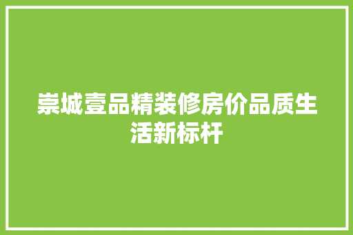 崇城壹品精装修房价品质生活新标杆  第1张
