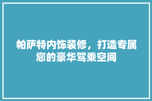 帕萨特内饰装修，打造专属您的豪华驾乘空间