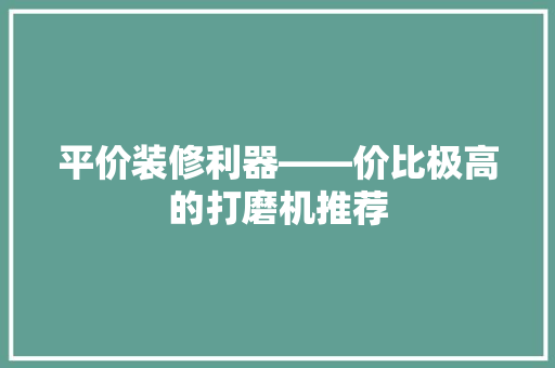 平价装修利器——价比极高的打磨机推荐  第1张