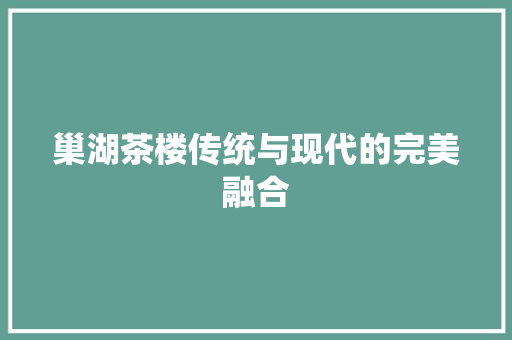 巢湖茶楼传统与现代的完美融合  第1张