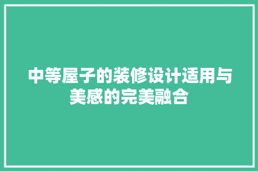 中等屋子的装修设计适用与美感的完美融合