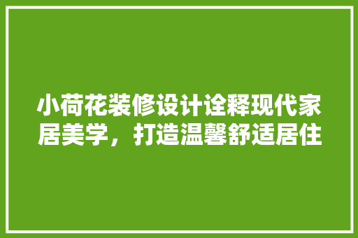 小荷花装修设计诠释现代家居美学，打造温馨舒适居住空间  第1张