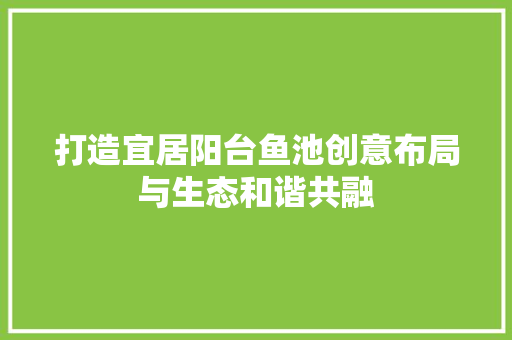 打造宜居阳台鱼池创意布局与生态和谐共融