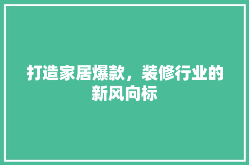 打造家居爆款，装修行业的新风向标  第1张