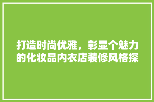 打造时尚优雅，彰显个魅力的化妆品内衣店装修风格探析  第1张