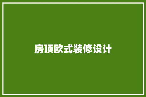 房顶欧式装修设计