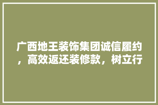 广西地王装饰集团诚信履约，高效返还装修款，树立行业典范  第1张