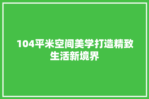 104平米空间美学打造精致生活新境界  第1张