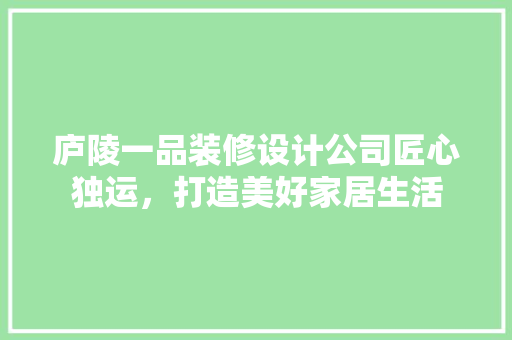 庐陵一品装修设计公司匠心独运，打造美好家居生活  第1张