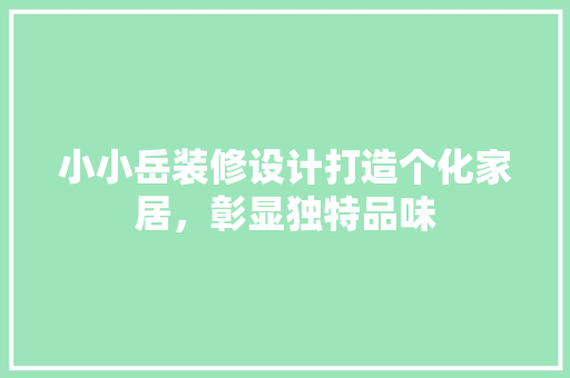 小小岳装修设计打造个化家居，彰显独特品味