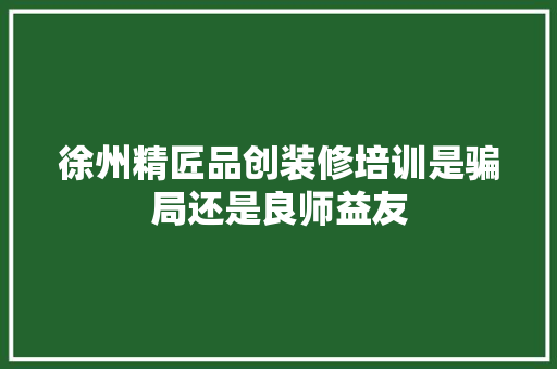 徐州精匠品创装修培训是骗局还是良师益友