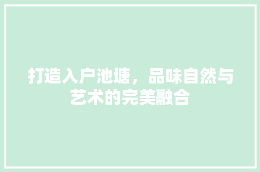打造入户池塘，品味自然与艺术的完美融合  第1张