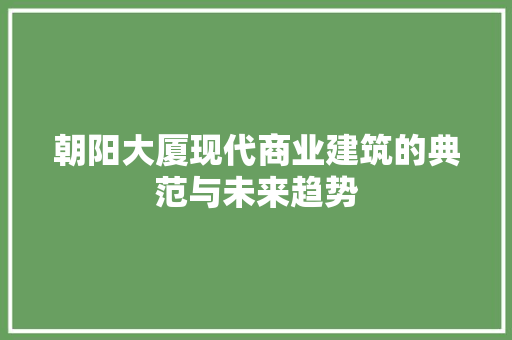 朝阳大厦现代商业建筑的典范与未来趋势